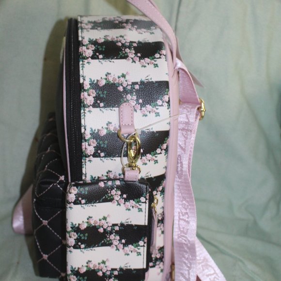 NWT Betsey Johnson Small Backpack Quilted Front Floral & Striped & Change Purse main image 5
